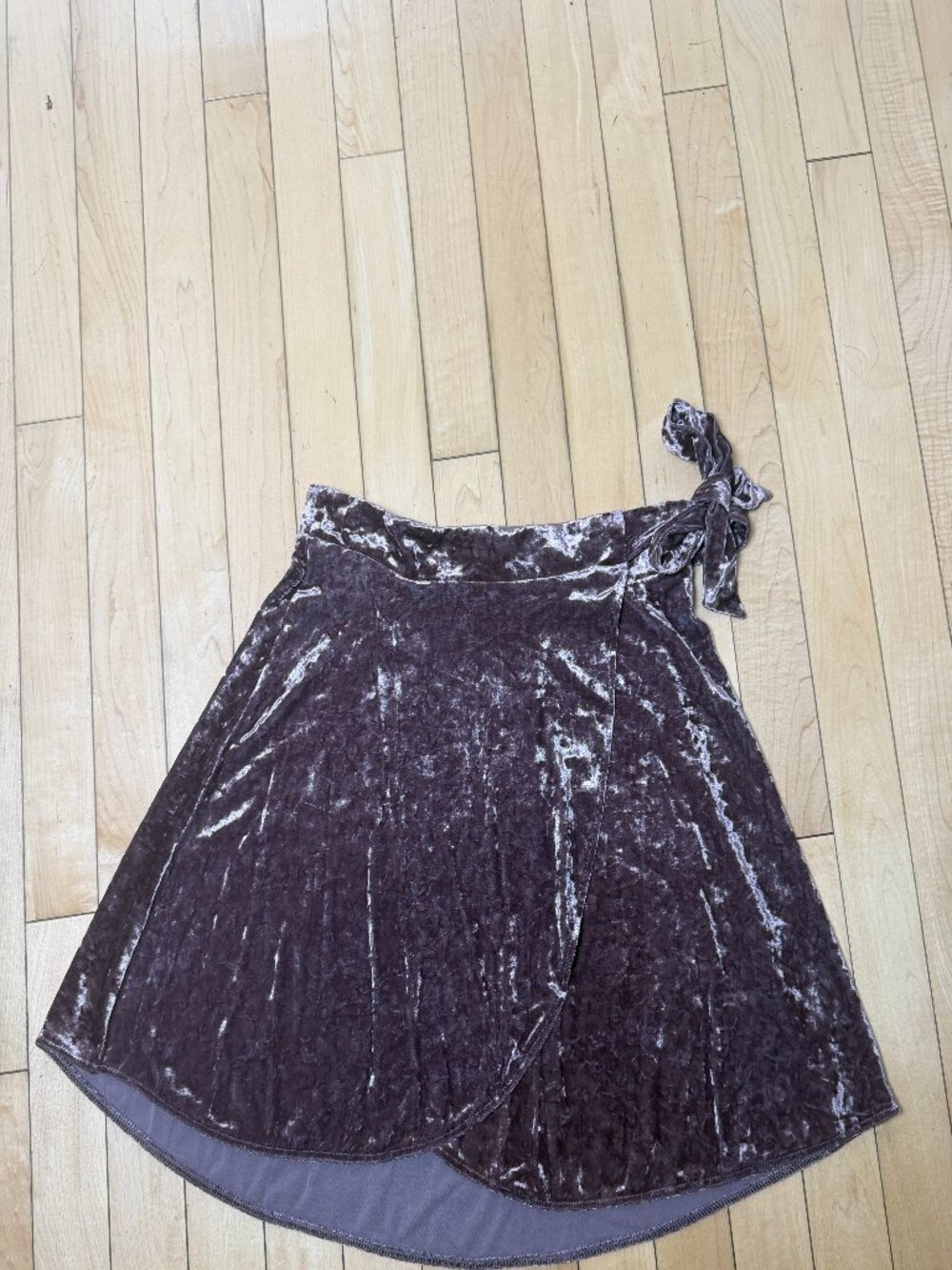 American Eagle Mauve Pink Crushed Velvet Wraparound Mini SKirt Size XS
